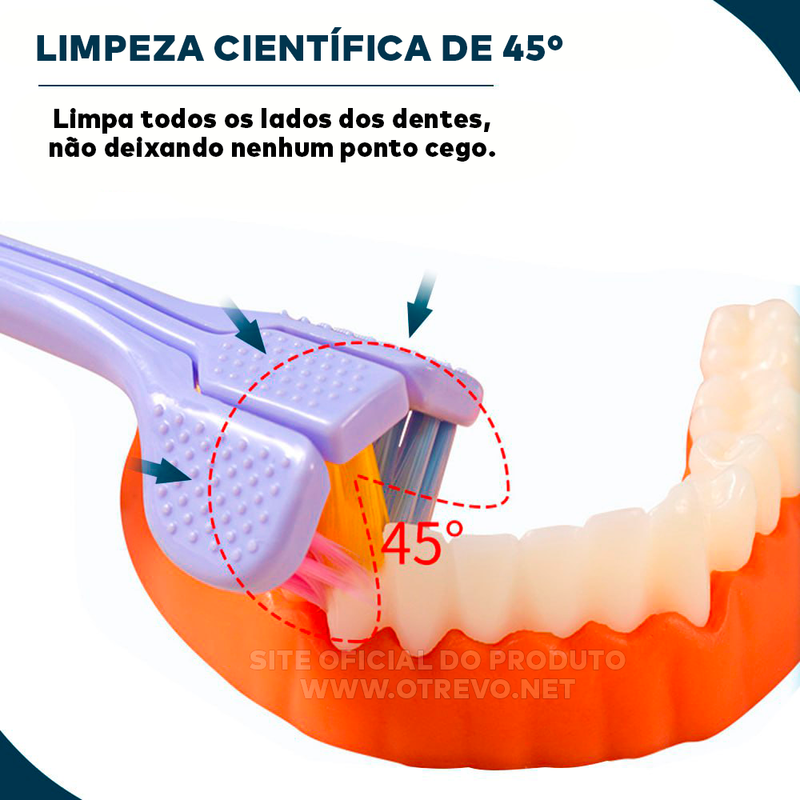 Super Cepillo de Dientes com 3 Lados Estéreos e Raspador de lengua- SmileGold®