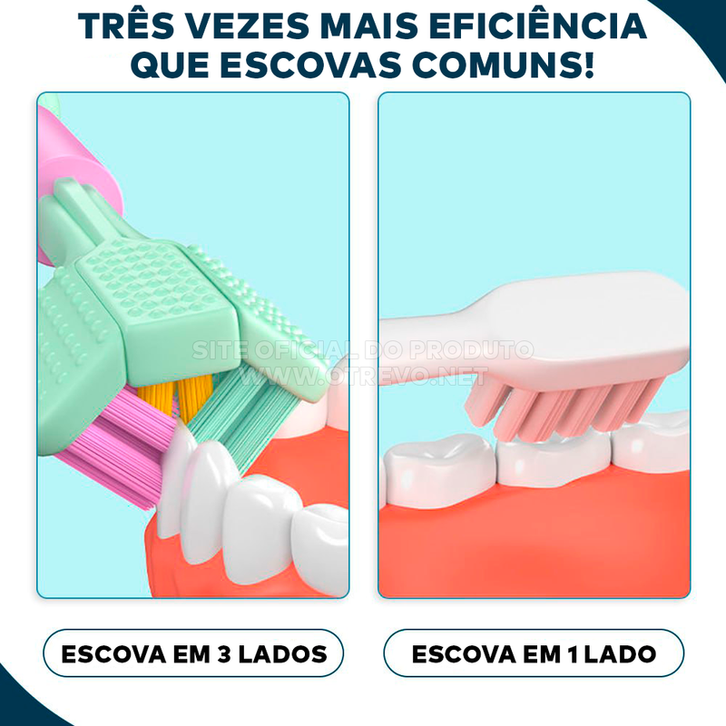 Super Cepillo de Dientes com 3 Lados Estéreos e Raspador de lengua- SmileGold®