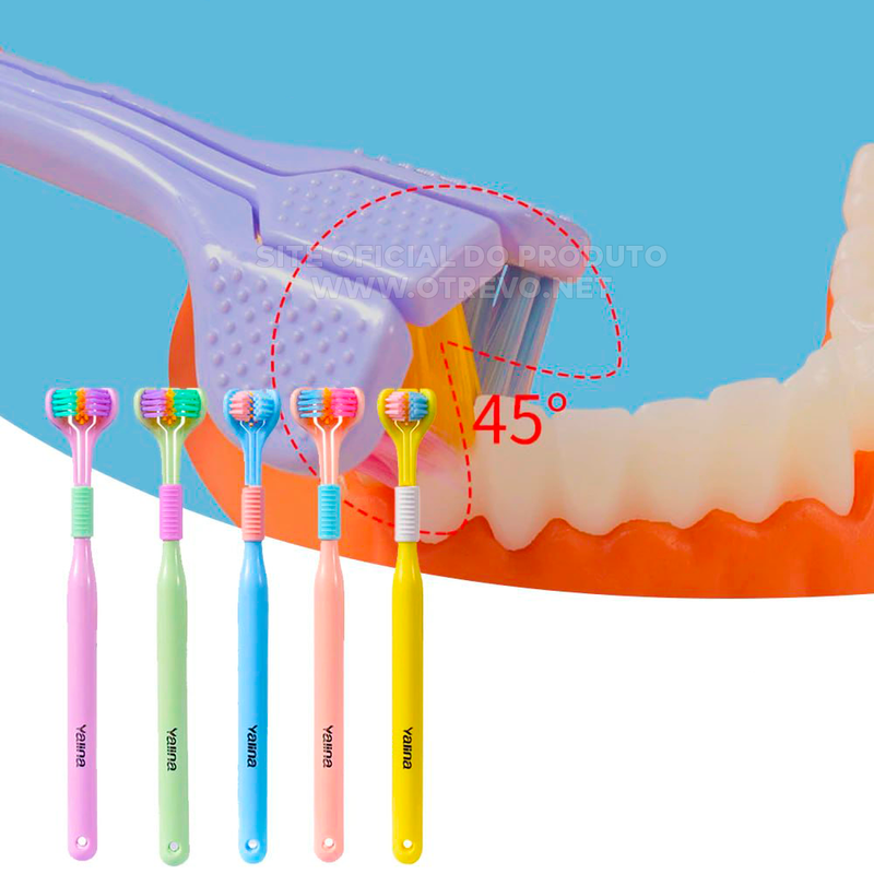 Super Cepillo de Dientes com 3 Lados Estéreos e Raspador de lengua- SmileGold®